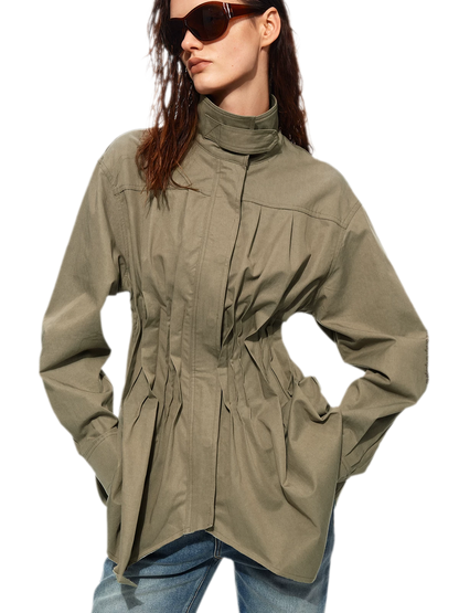 Pleated Fitted Utility Jacket