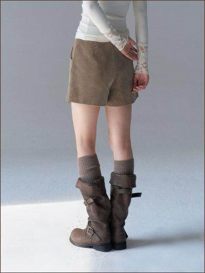 Corduroy High-Waist Mini Skort