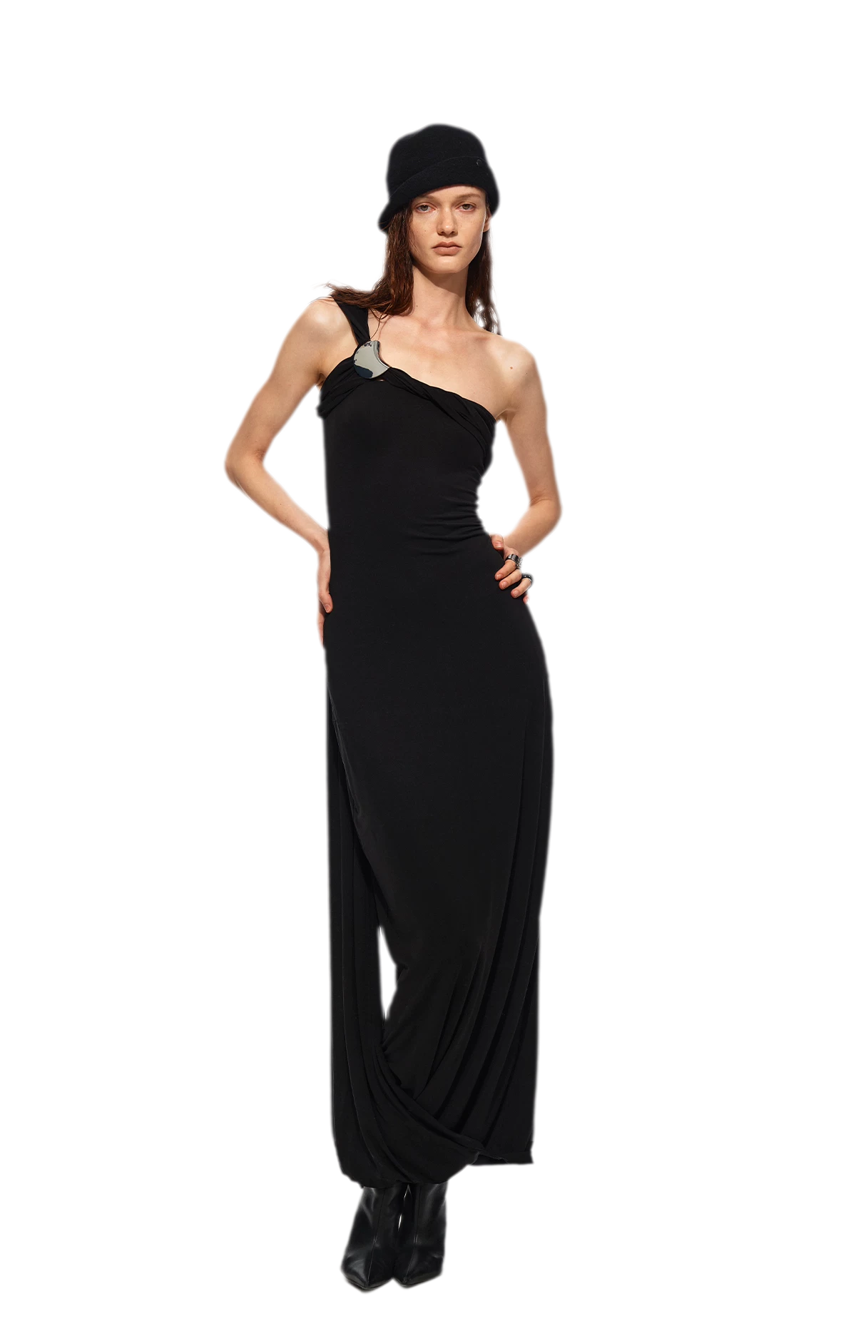 One-Shoulder Halter Maxi Dress