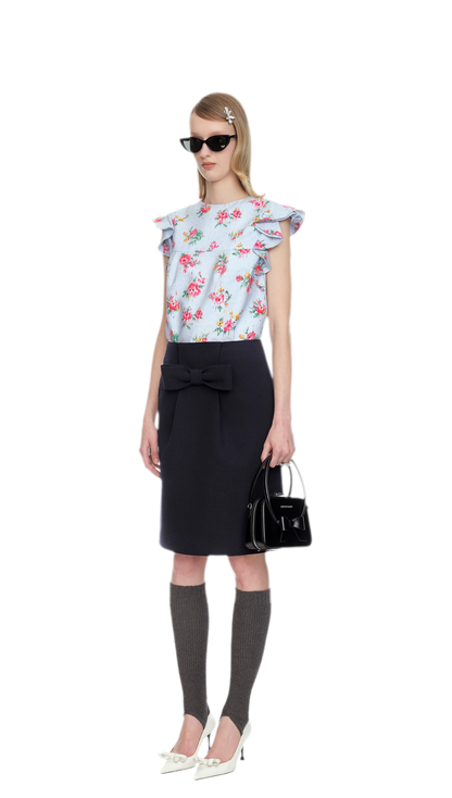 Bowknot Structured A-Line Skirt