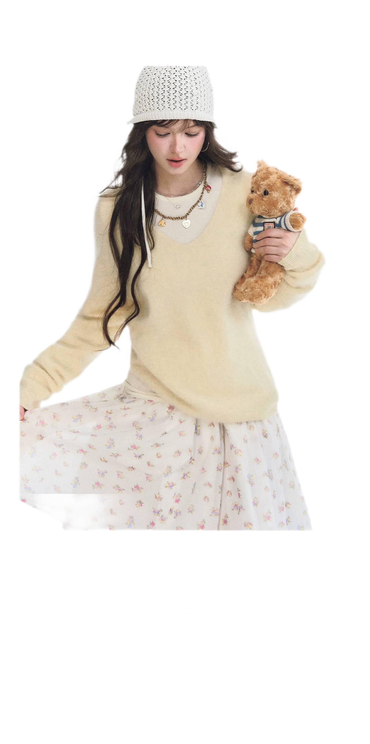 Brushed V-Neck Wool Sweater