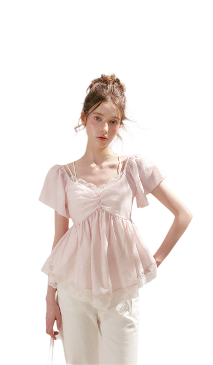 Tencel Lace V-Neck T-Shirt