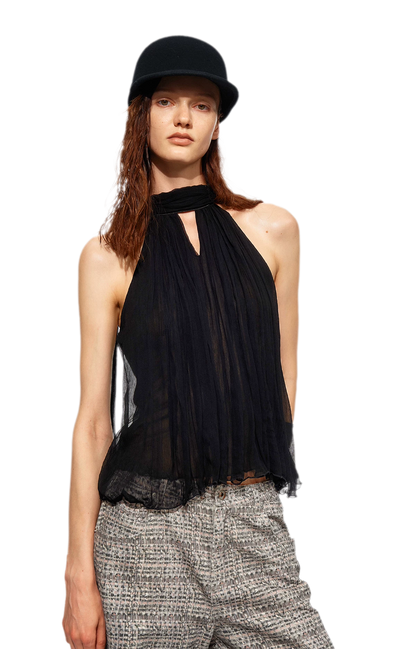 Tie Halter Chiffon Tank