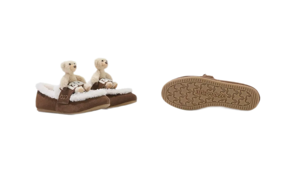 Mocasines sin cordones de oso de peluche