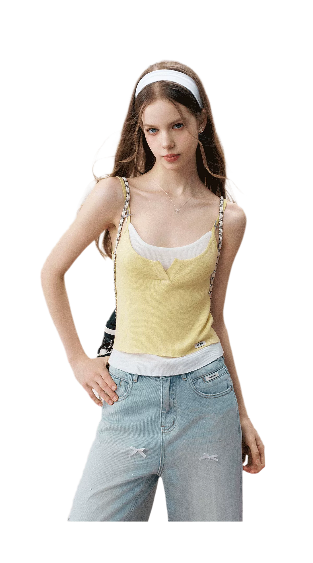 Cream Bow Knit Tank