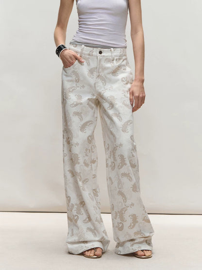 Original Paisley Print Washed Straight-Leg Jeans