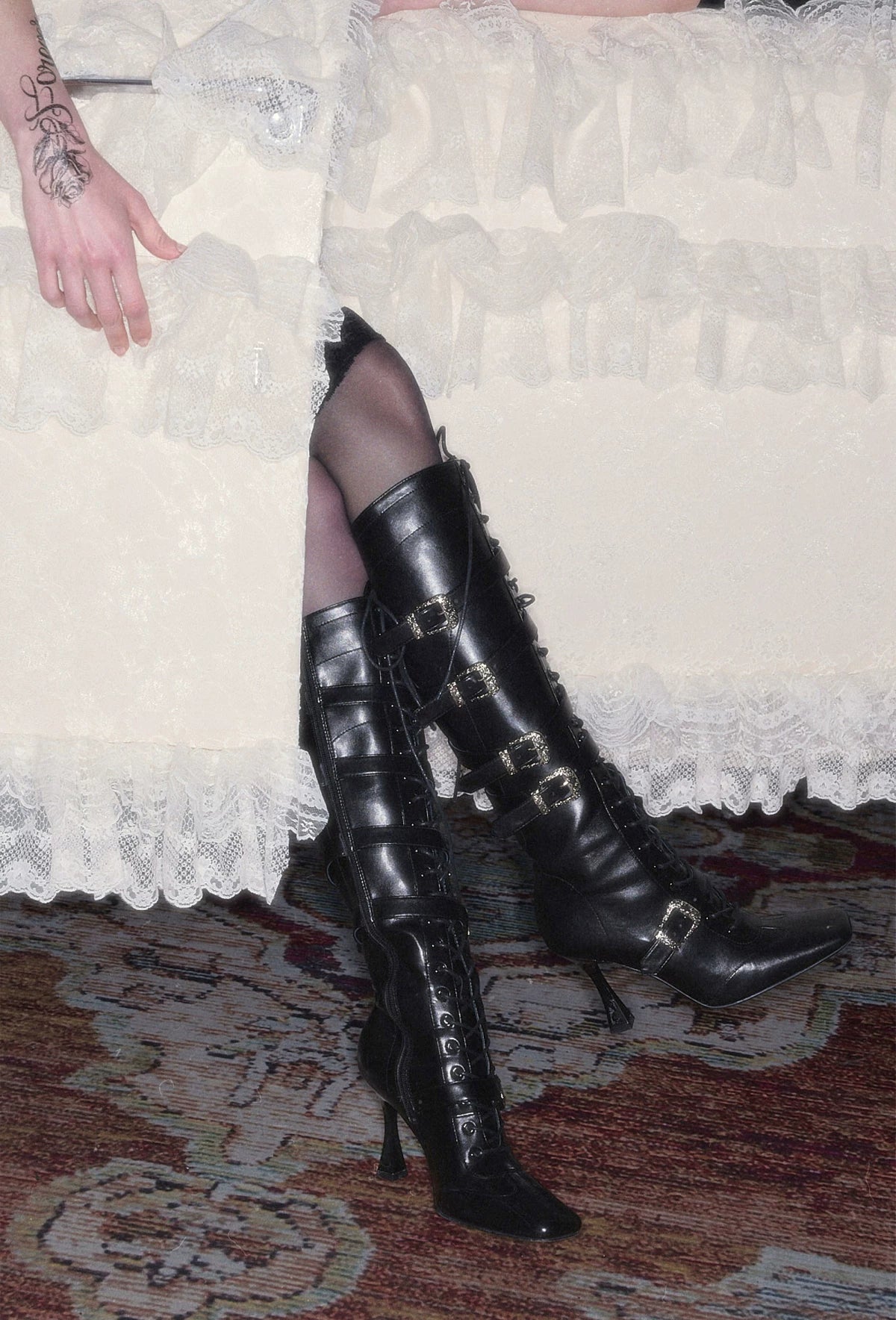 Metal Buckle Knee-High Boots