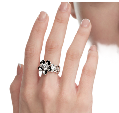 Platinum-Plated Floral Statement Ring