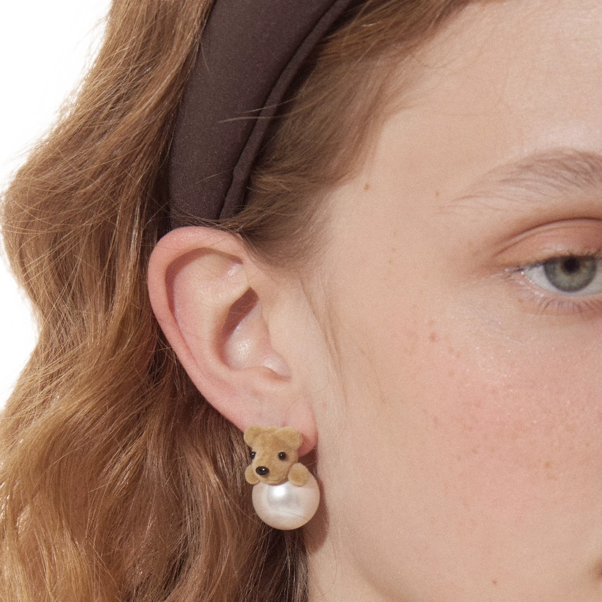 Pearl Teddy Bear Earrings