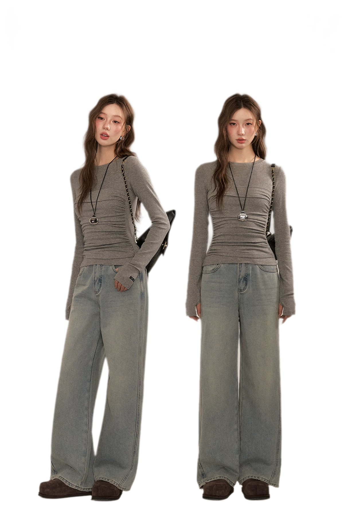 Ruched Sheer Long Sleeve Top