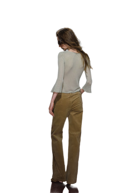 Sheer Bell Sleeve Knit Top