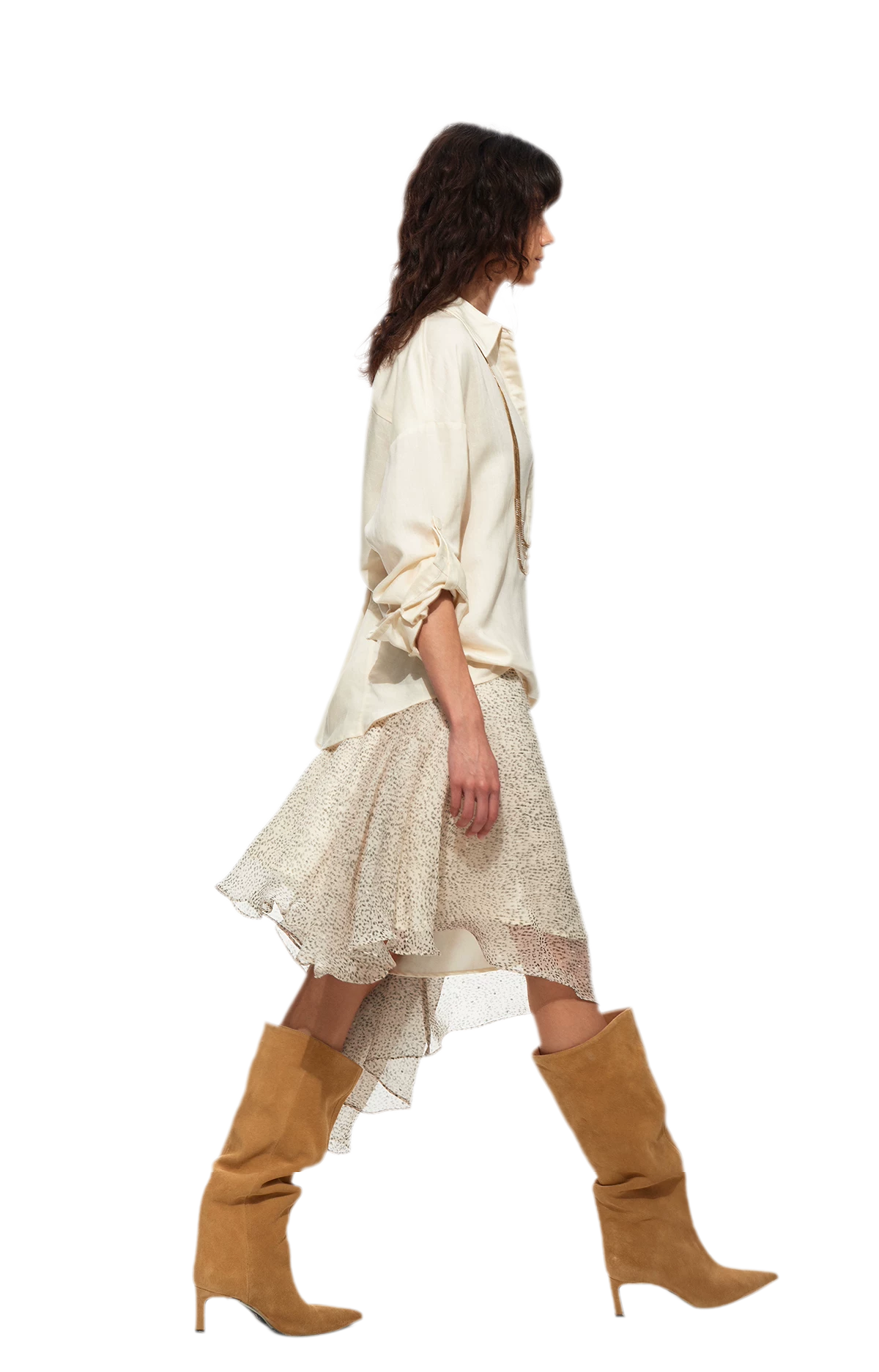 Asymmetric Chiffon Midi Skirt
