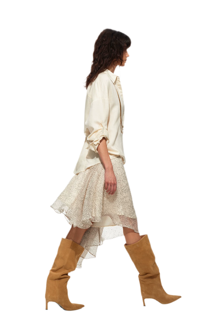 Asymmetric Chiffon Midi Skirt