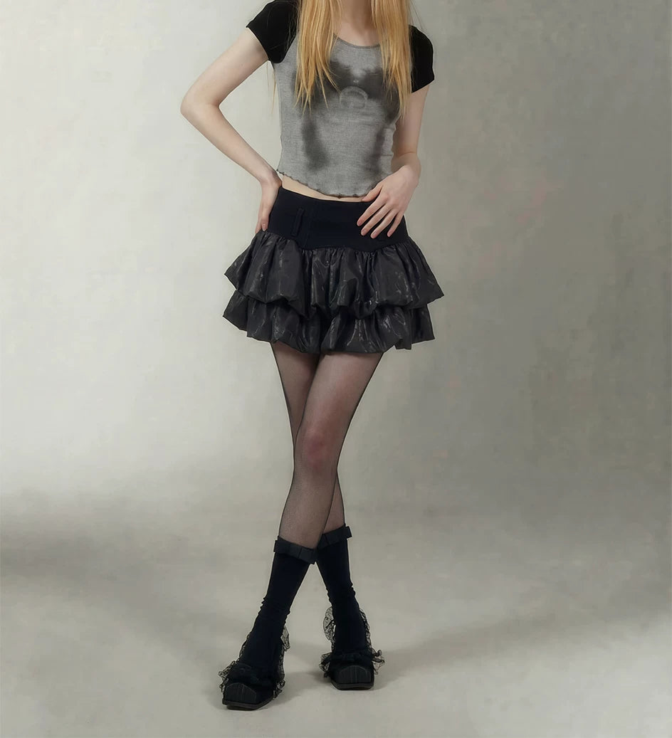 Layered Ruffle Gothic Mini Skirt