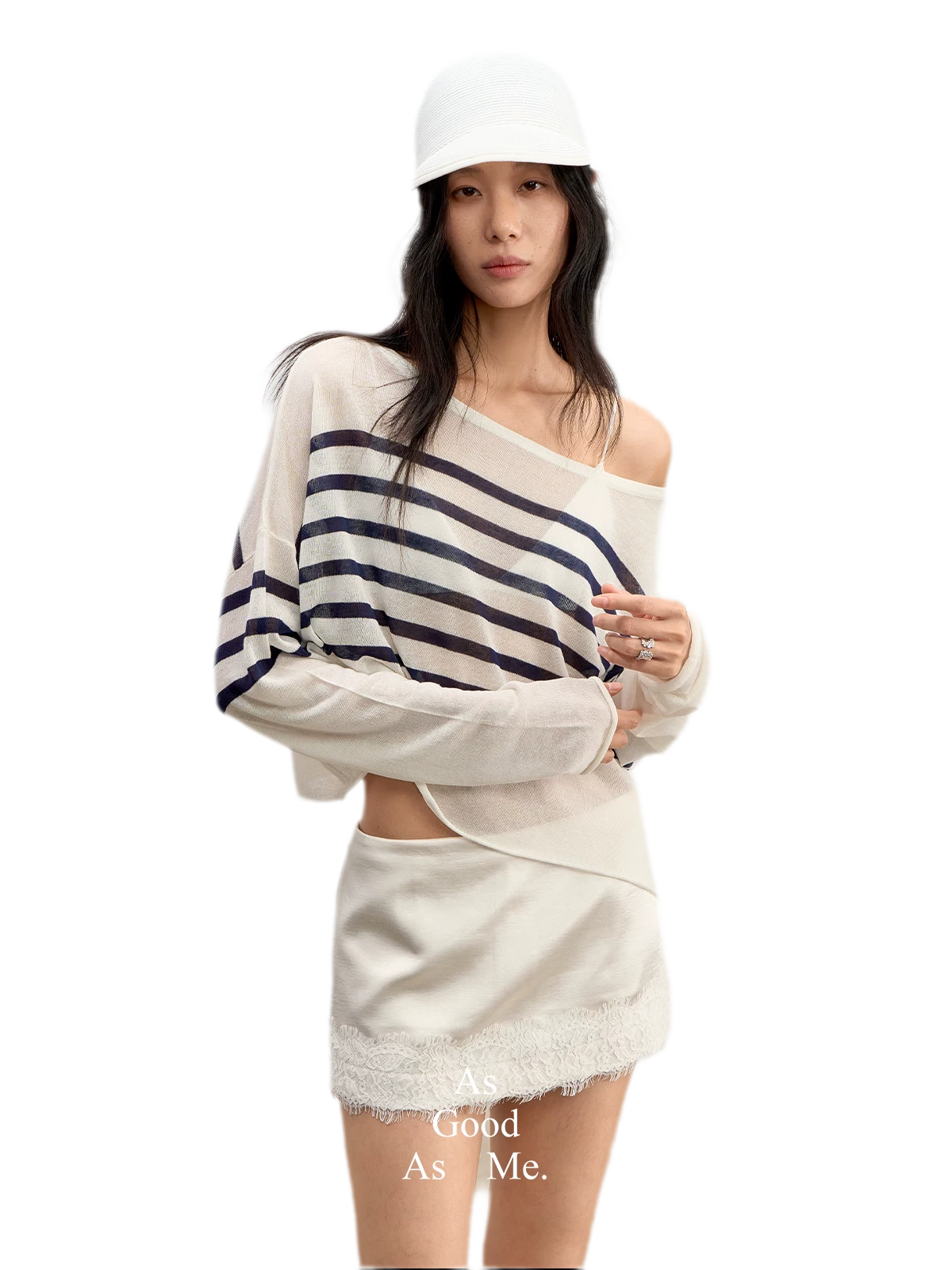 Maglia a righe con spalla obliqua