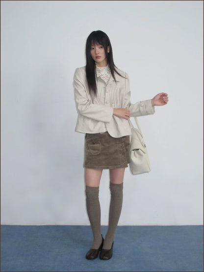 Distressed Pleated Oversized Leather Jacket