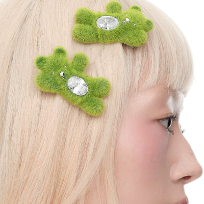 Green Bear Gem Hair Clip