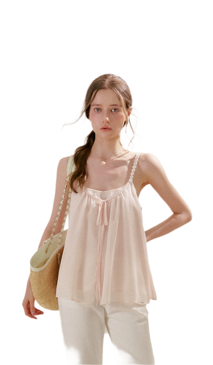 French Holiday Chiffon Top