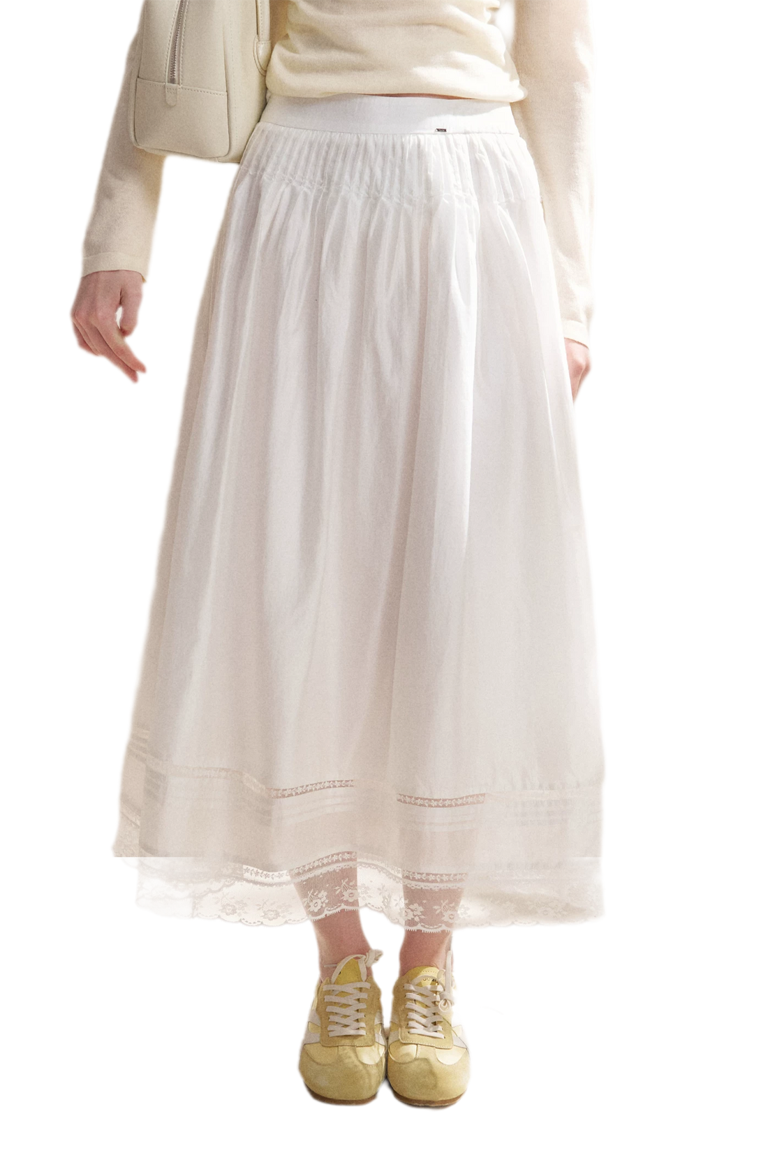 Lyocell Lace Pleated Skirt