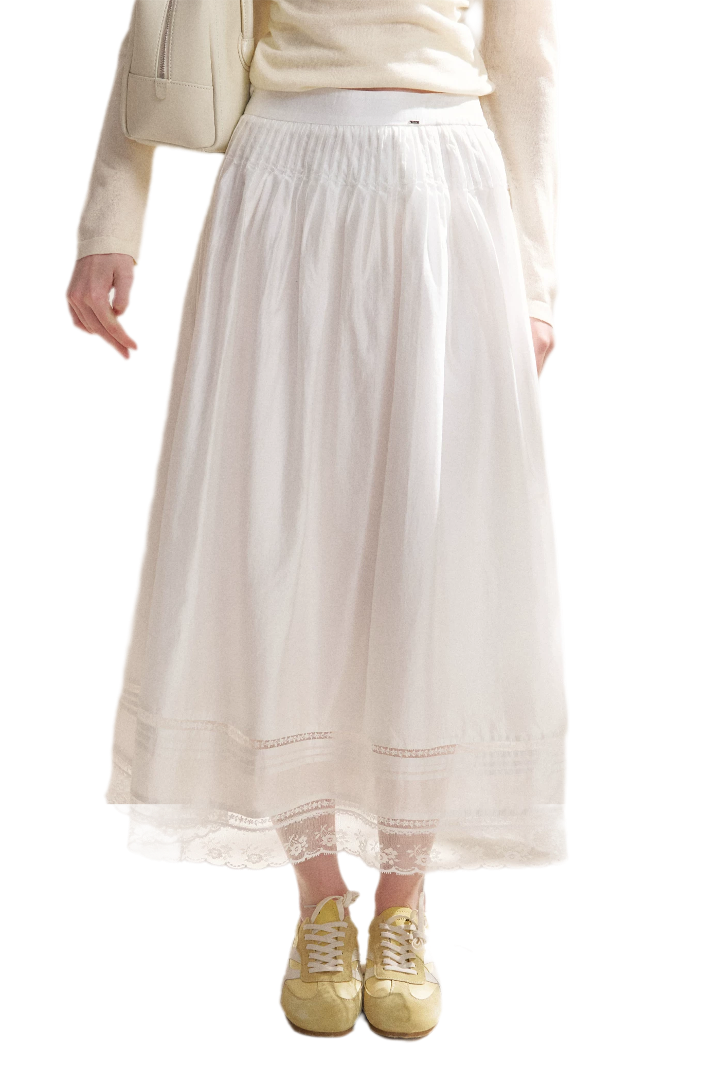Lyocell Lace Pleated Skirt