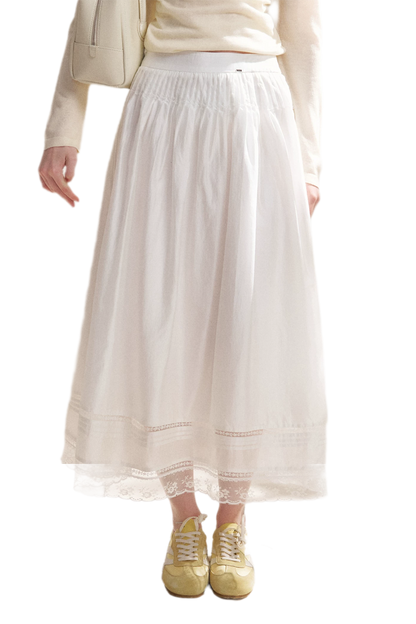 Lyocell Lace Pleated Skirt