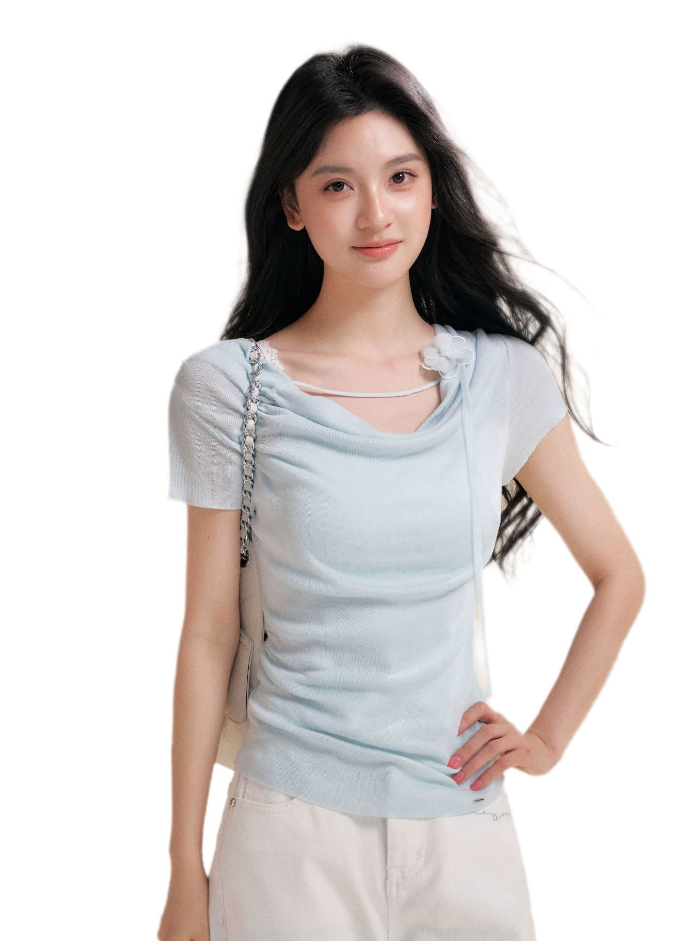Lyocell Cowl Flower Tee