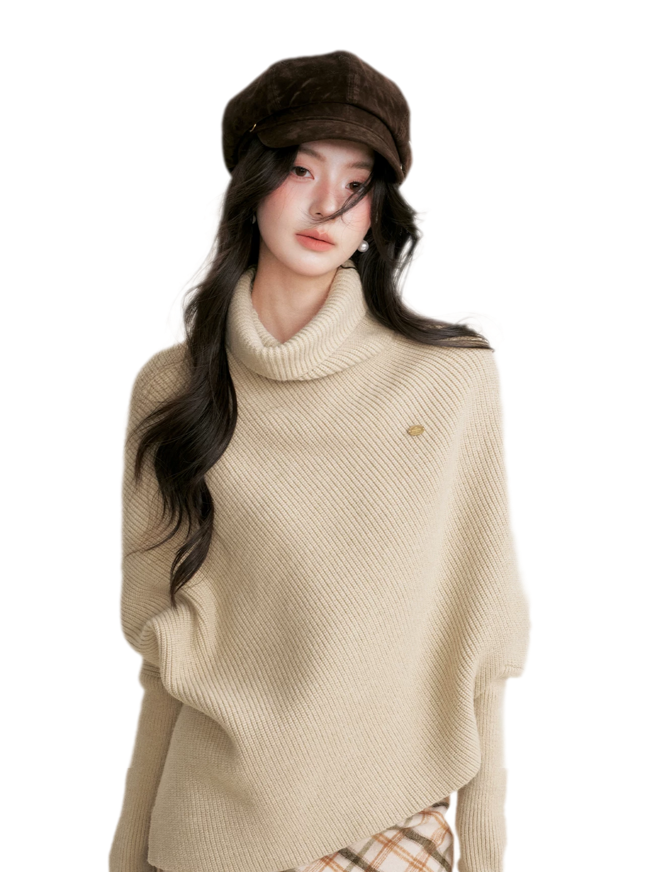 High Neck Poncho Sweater