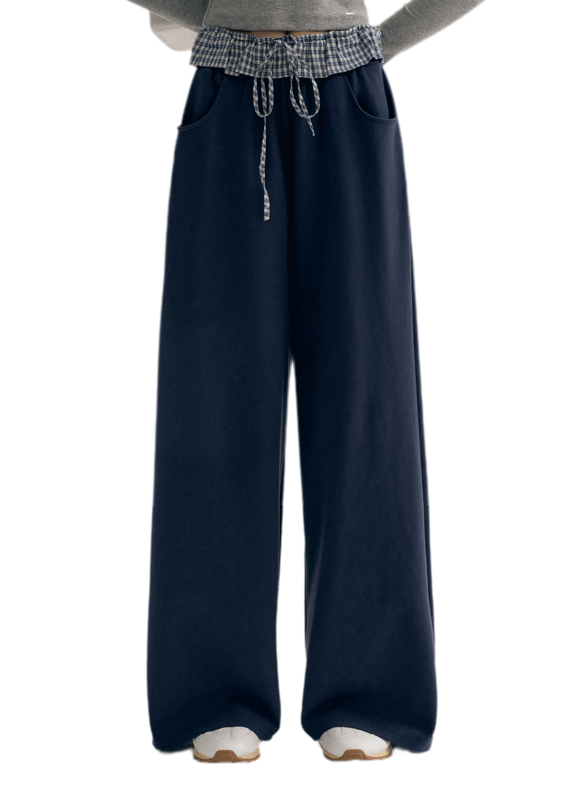 Contrast Plaid Wide Sweatpants