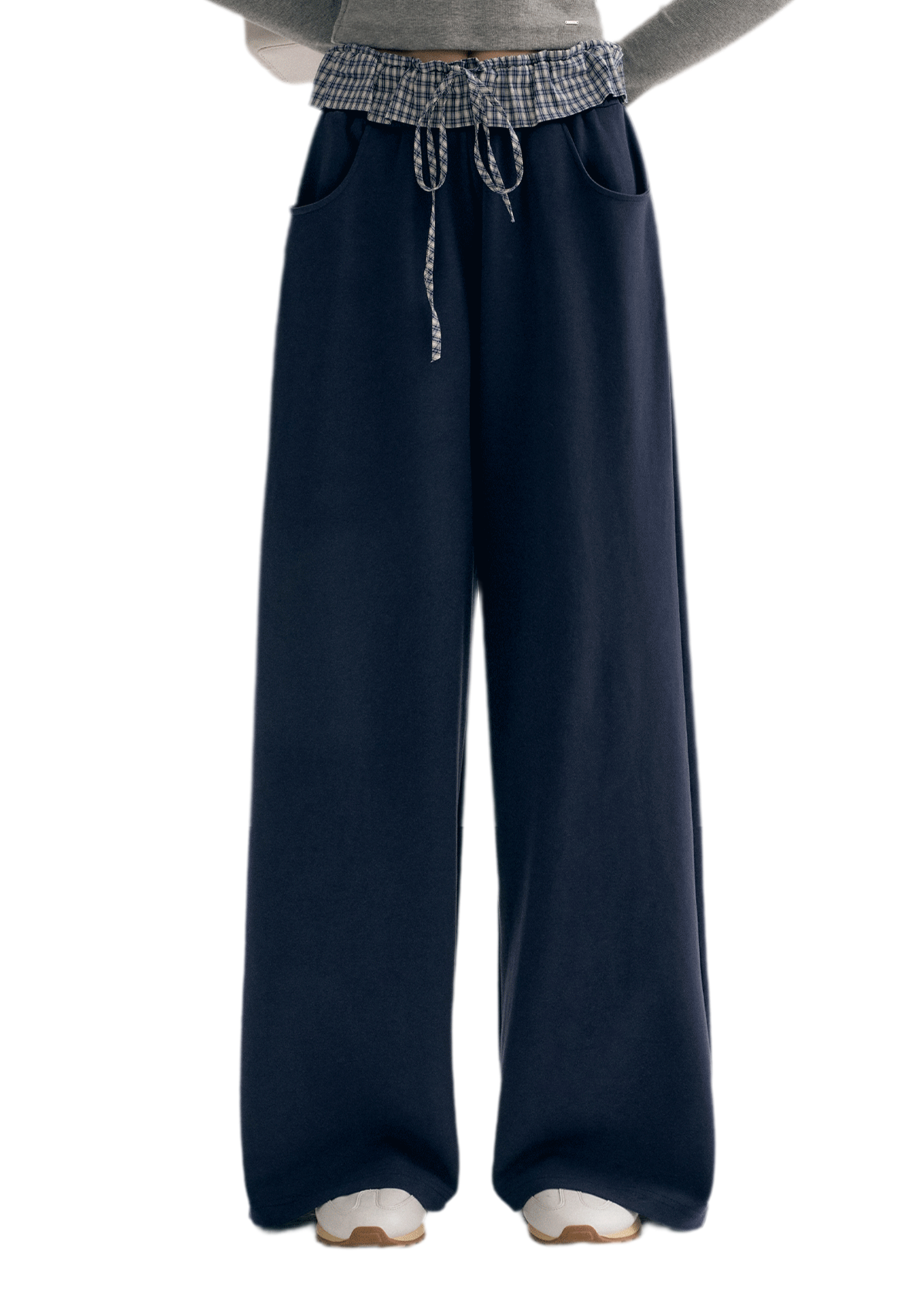 Contrast Plaid Wide Sweatpants