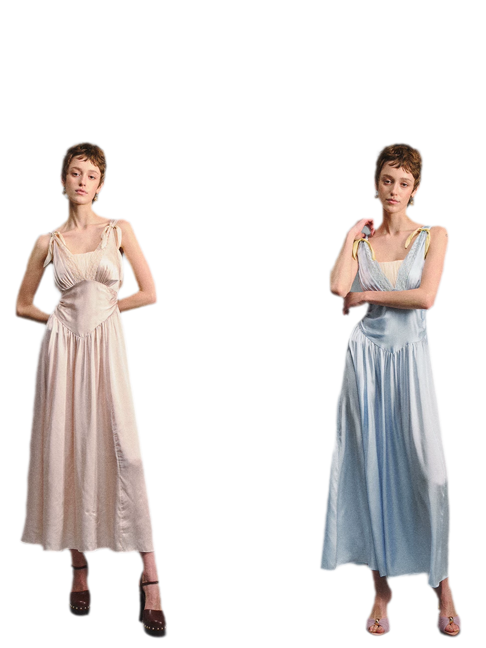 Lace Tie Satin Dress