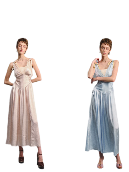 Lace Tie Satin Dress
