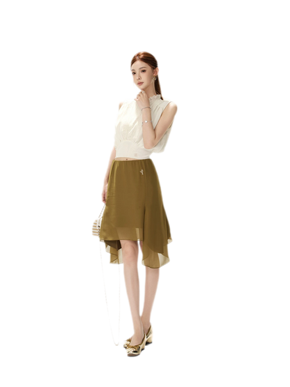 Layered Chiffon A-Line Skirt
