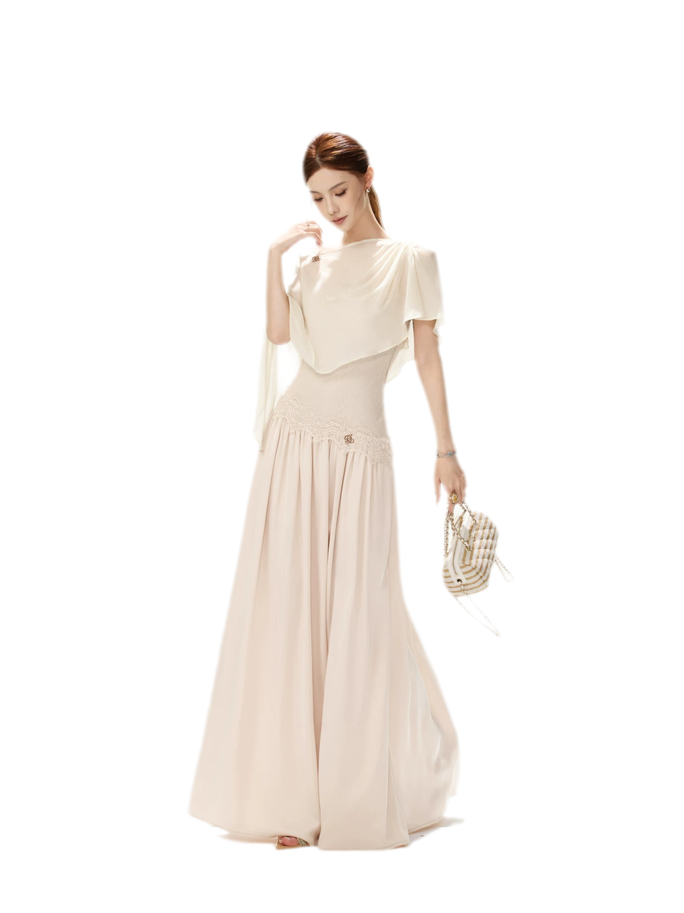 Lace Backless Satin Dress