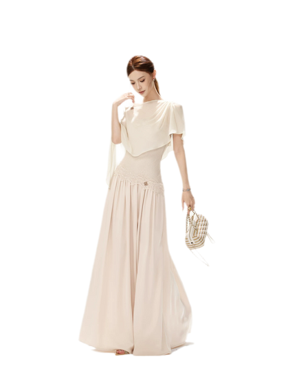 Lace Backless Satin Dress