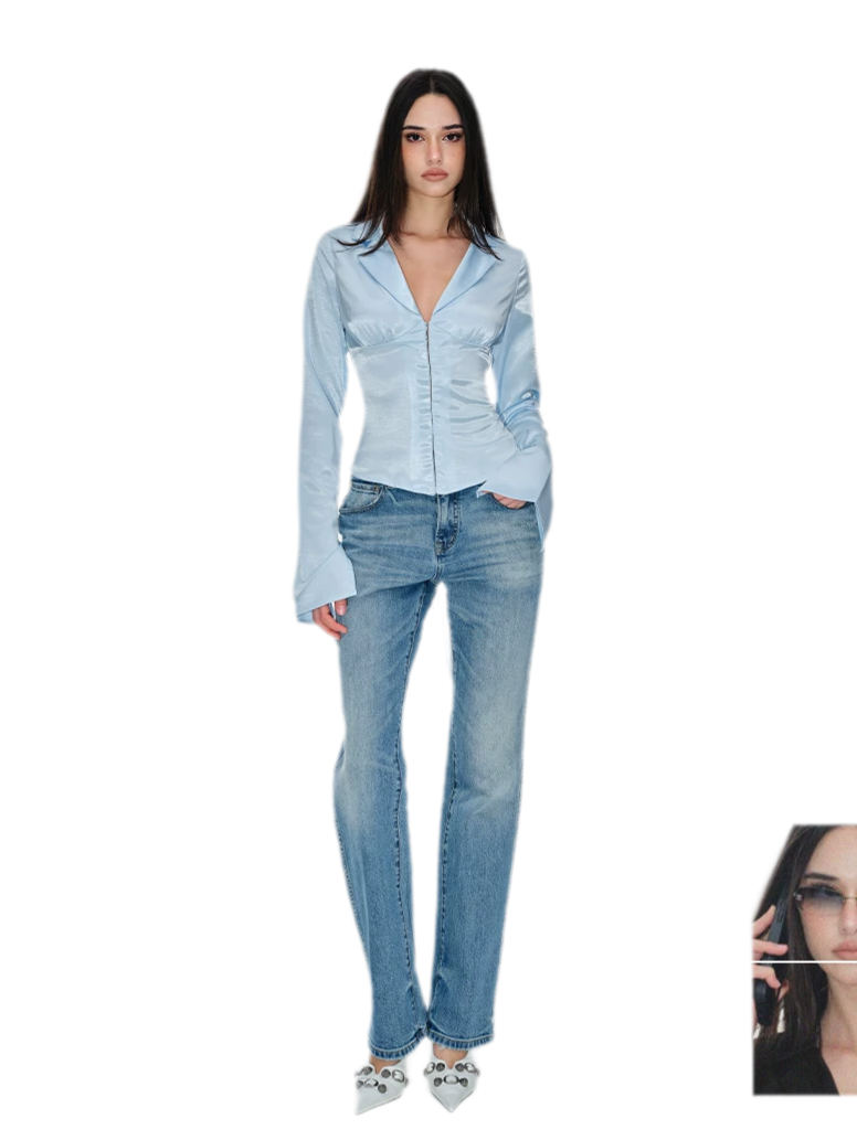 Satin Ruched Waist Blouse