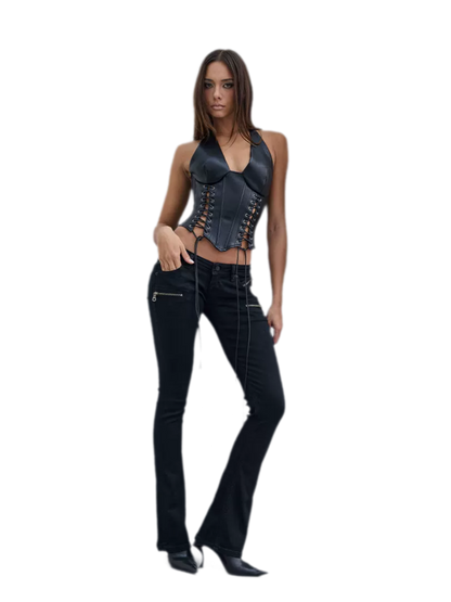 Waxed Slim Flare Jeans