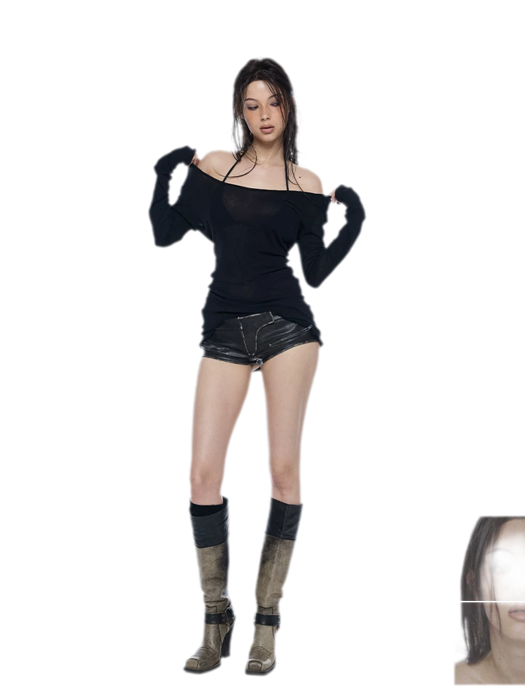Washed Faux Leather Shorts