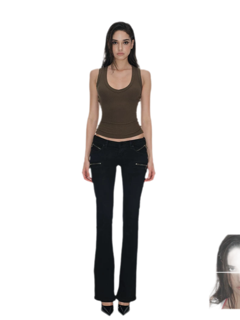 Ribbed Slim V-Neck Tank