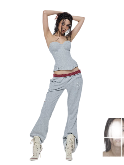 Distressed Flared Sweatpants