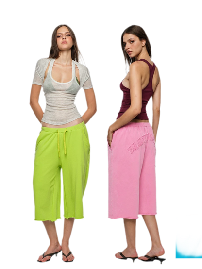 Wide-Leg Cropped Sweatpants