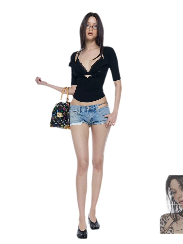Ribbed Lace V-Neck Top Set