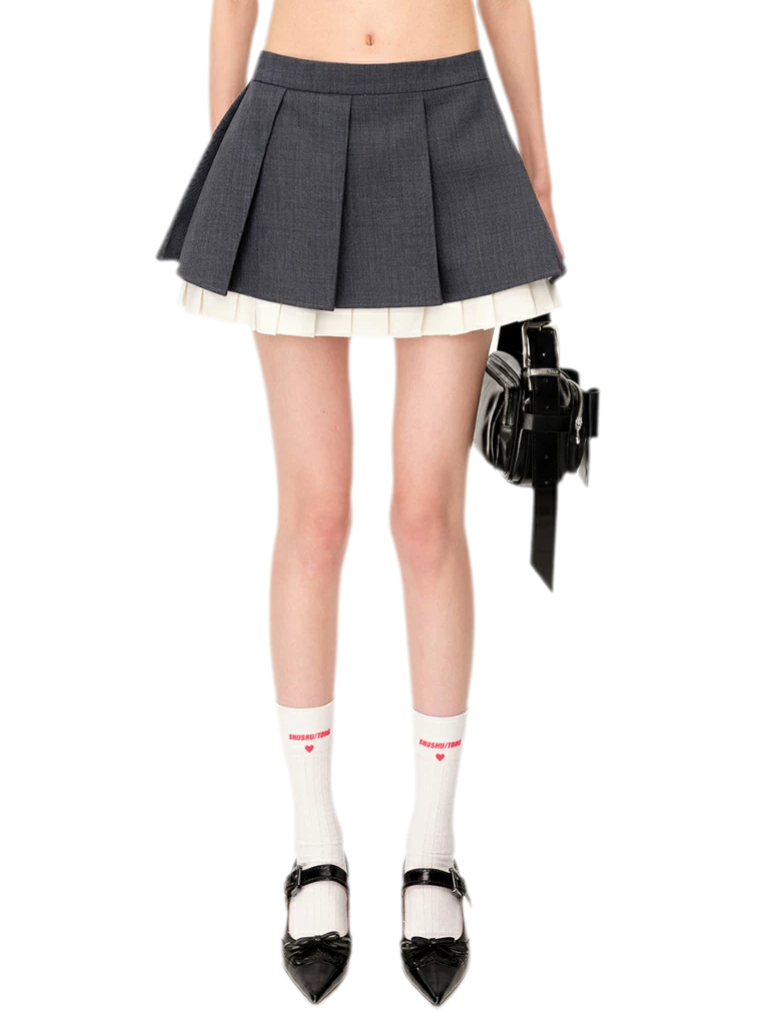 Wide Pleated A-Line Skirt