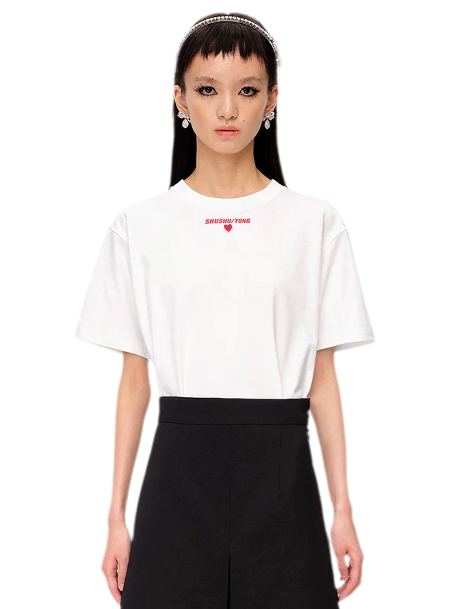 Cotton Logo Heart T-Shirt