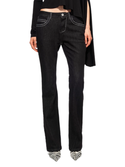 Tencel Geometric Panel Straight-Leg Jeans
