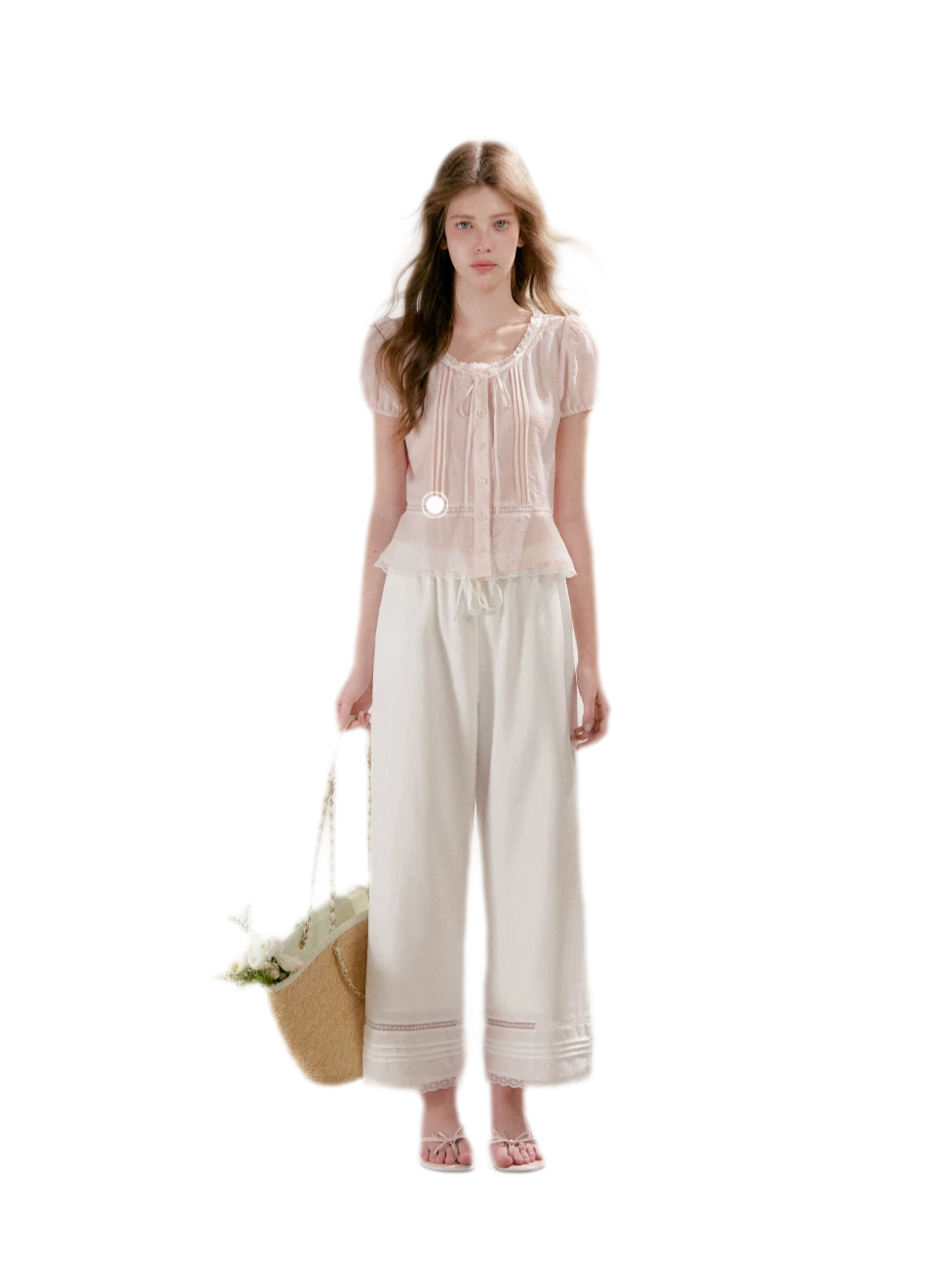 Tencel Linen Cropped Straight-Leg Pants