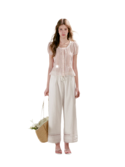 Tencel Linen Cropped Straight-Leg Pants