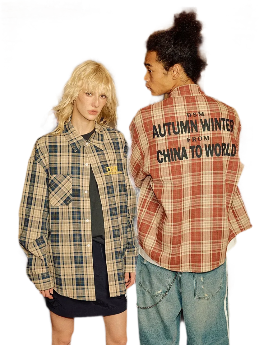 Contrast Plaid Oversized Shirt