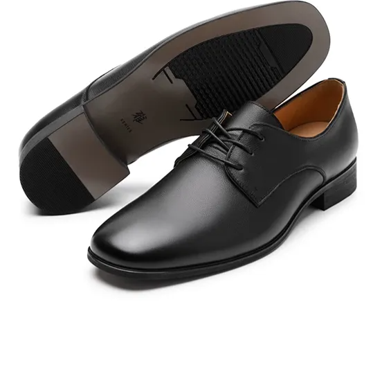 Top-Grain Leather Pointed Derby Shoes