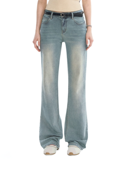 Washed Bow Embroidery Jeans