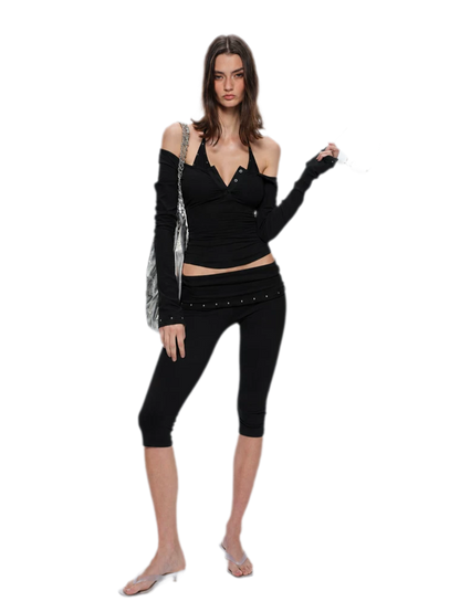 Stretch Studded Capri Pants